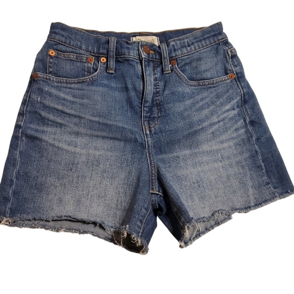 Madewell High-rise Denim Jorts Distressed Hem 5 Pocket Women's Shorts Sz 25